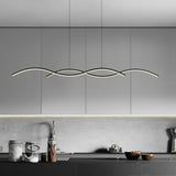 Modern Wavy LED Pendant Light Minimalist Nordic Dining Room Chandelier Adjustable Aluminum Hanging Fixture