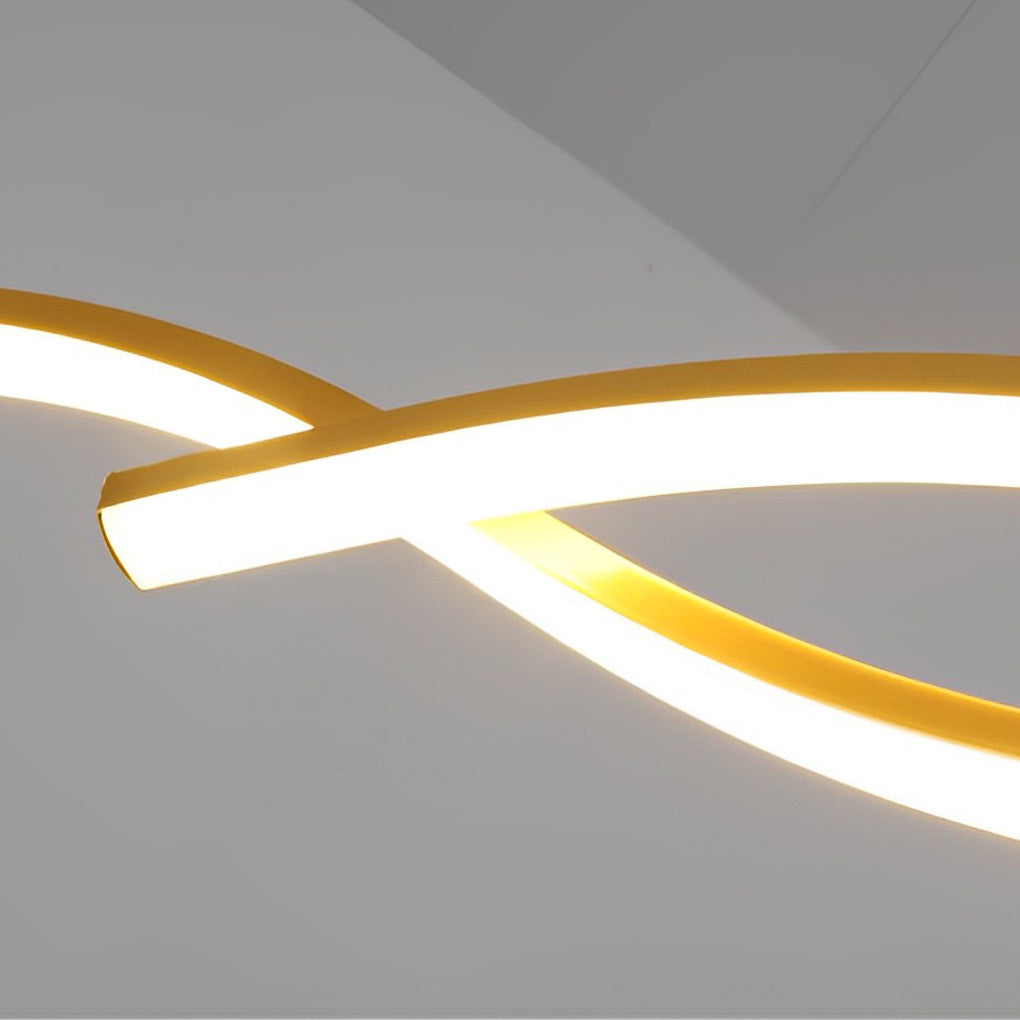 Modern Wavy LED Pendant Light Minimalist Nordic Dining Room Chandelier Adjustable Aluminum Hanging Fixture