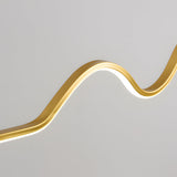 Modern Wavy Linear LED Kitchen Island Pendant Light with 3D Moon Shade 47 Inch