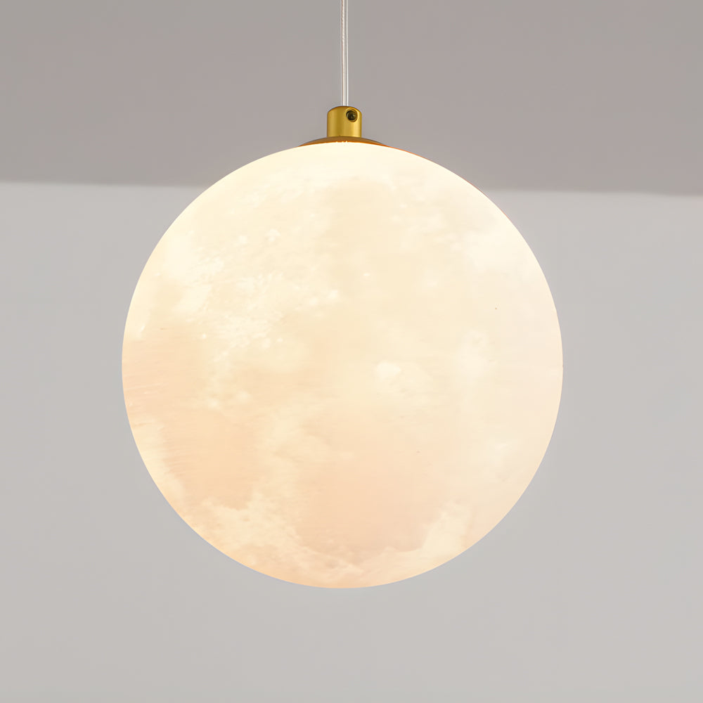 Modern Wavy Linear LED Kitchen Island Pendant Light with 3D Moon Shade 47 Inch