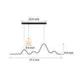 Modern Wavy Linear LED Kitchen Island Pendant Light with 3D Moon Shade 47 Inch