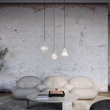 Modern White Alabaster Stone Pendant Light Natural Veining Ceiling Fixture