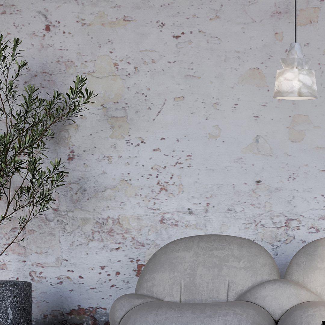 Modern White Alabaster Stone Pendant Light Natural Veining Ceiling Fixture