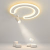 Modern White Arc Flush Mount Ceiling Light with Adjustable Spotlight for Study and Bedroom