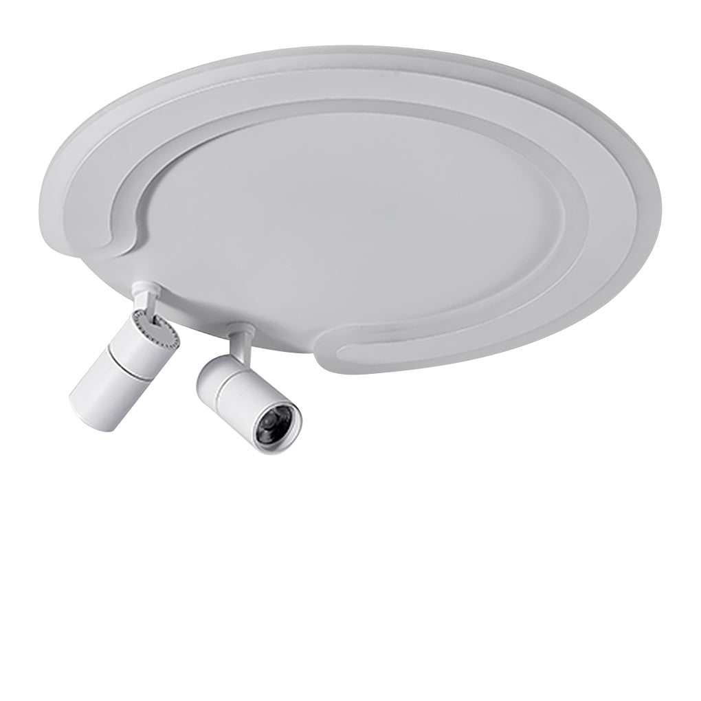 Modern White Arc Flush Mount Ceiling Light with Adjustable Spotlight for Study and Bedroom