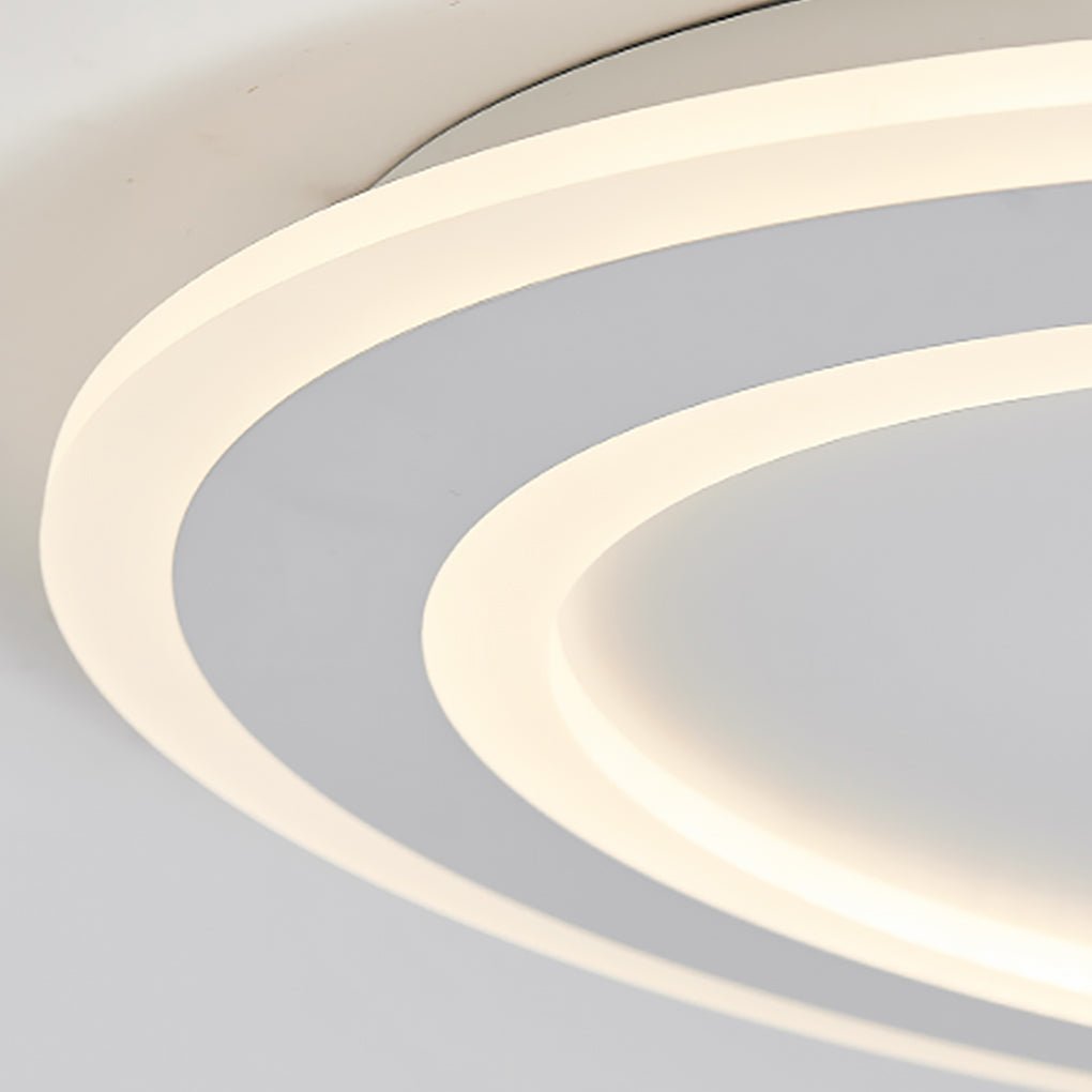 Modern White Arc Flush Mount Ceiling Light with Adjustable Spotlight for Study and Bedroom