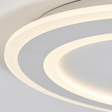 Modern White Arc Flush Mount Ceiling Light with Adjustable Spotlight for Study and Bedroom