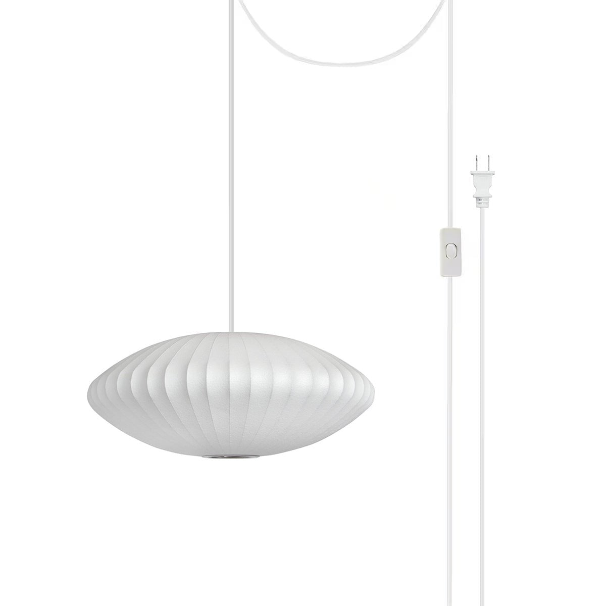 Modern White Bubble Swag Pendant Light Geometric Plug In Hanging Lamp for Indoor Decor