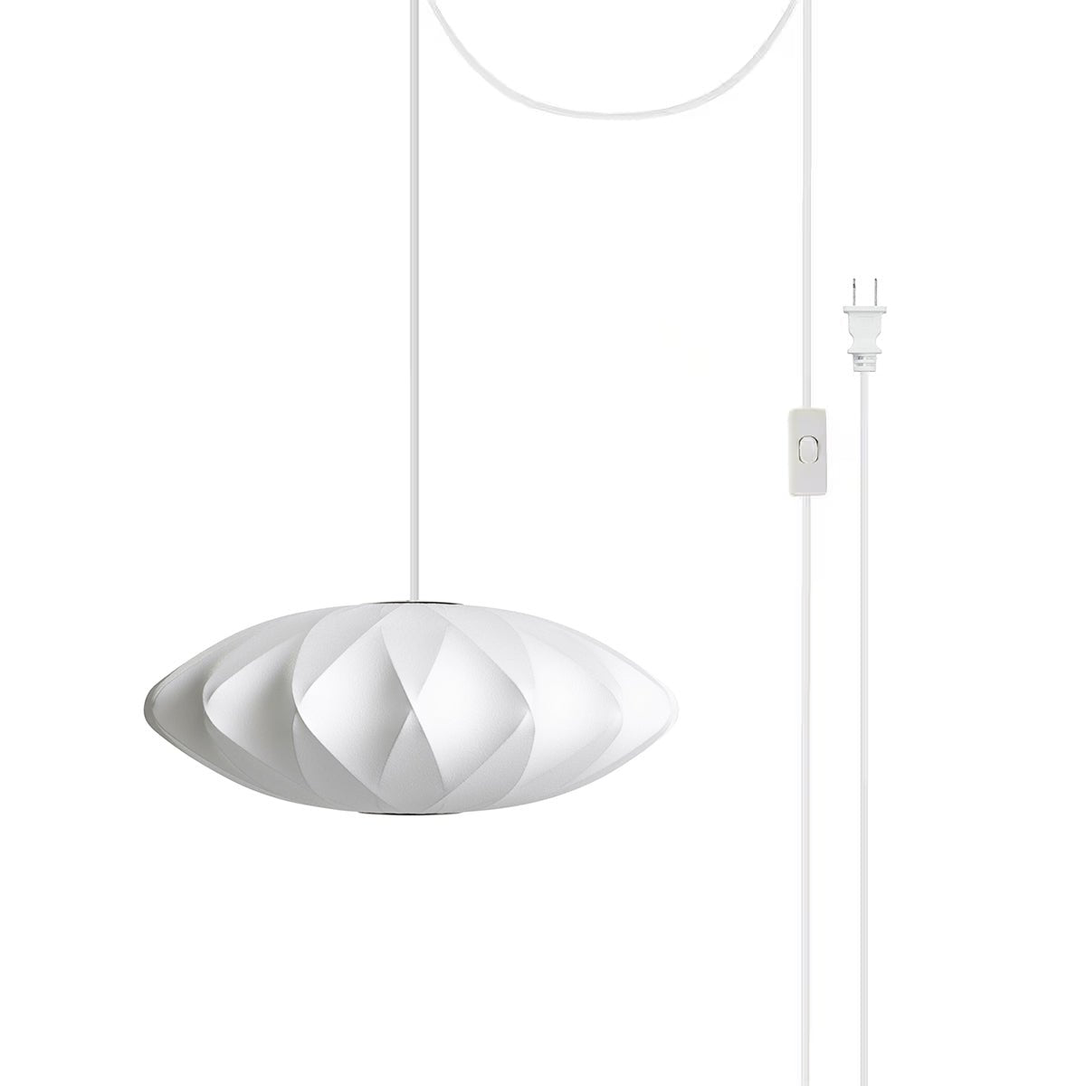 Modern White Bubble Swag Pendant Light Geometric Plug In Hanging Lamp for Indoor Decor