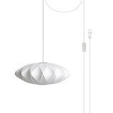 Modern White Bubble Swag Pendant Light Geometric Plug In Hanging Lamp for Indoor Decor