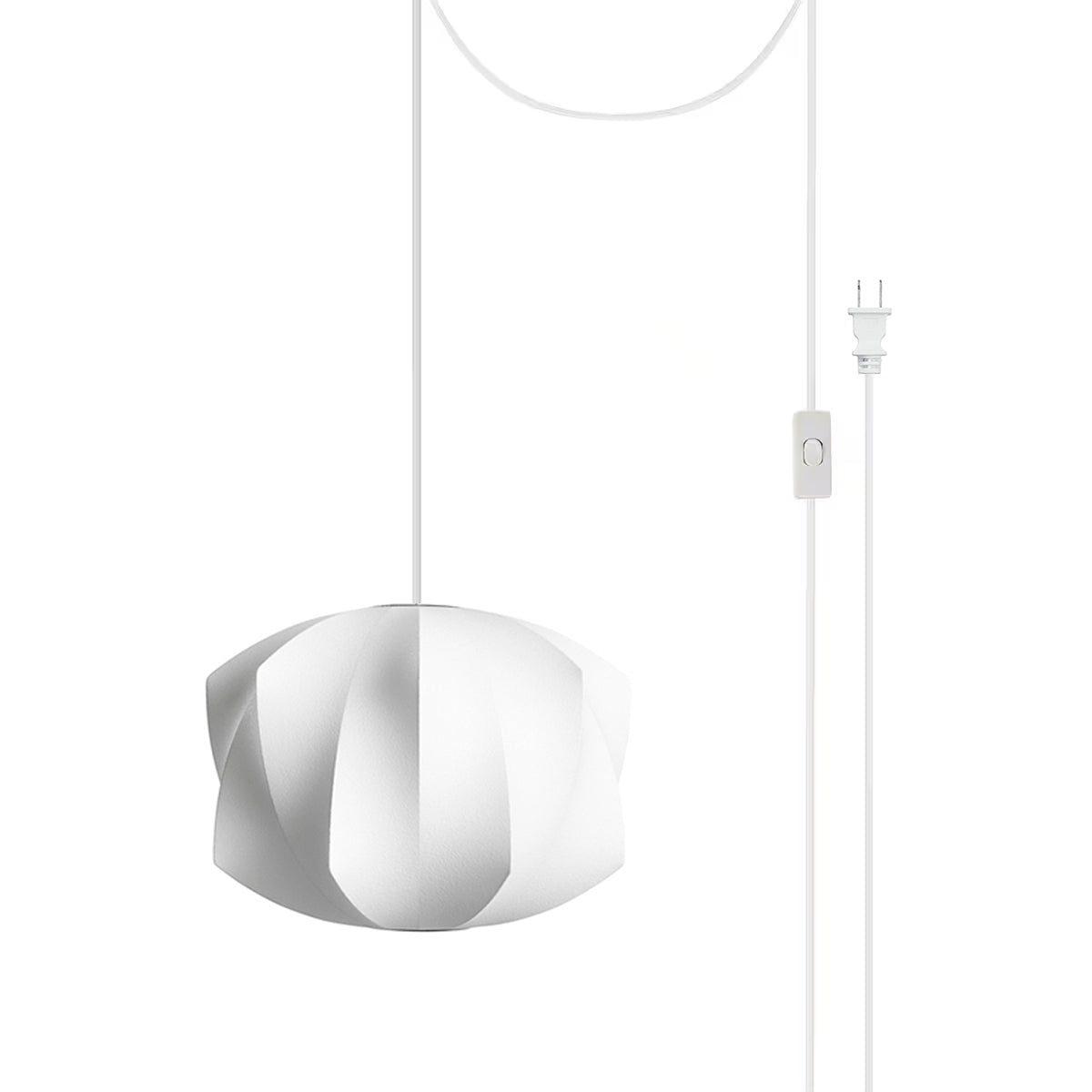 Modern White Bubble Swag Pendant Light Geometric Plug In Hanging Lamp for Indoor Decor