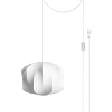 Modern White Bubble Swag Pendant Light Geometric Plug In Hanging Lamp for Indoor Decor