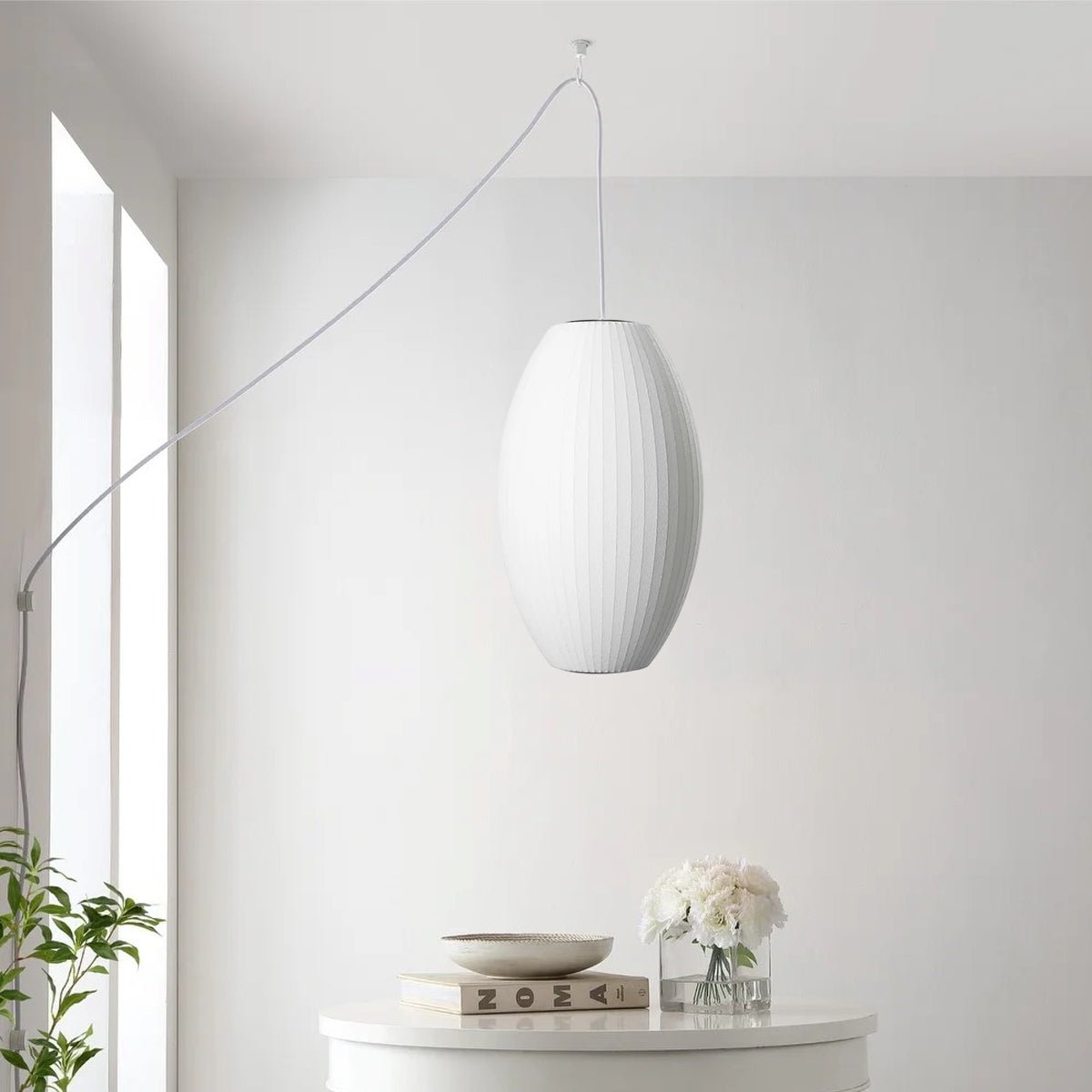 Modern White Bubble Swag Pendant Light Geometric Plug In Hanging Lamp for Indoor Decor