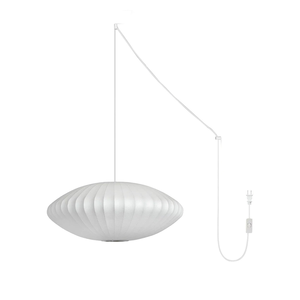 Modern White Bubble Swag Pendant Light Geometric Plug In Hanging Lamp for Indoor Decor