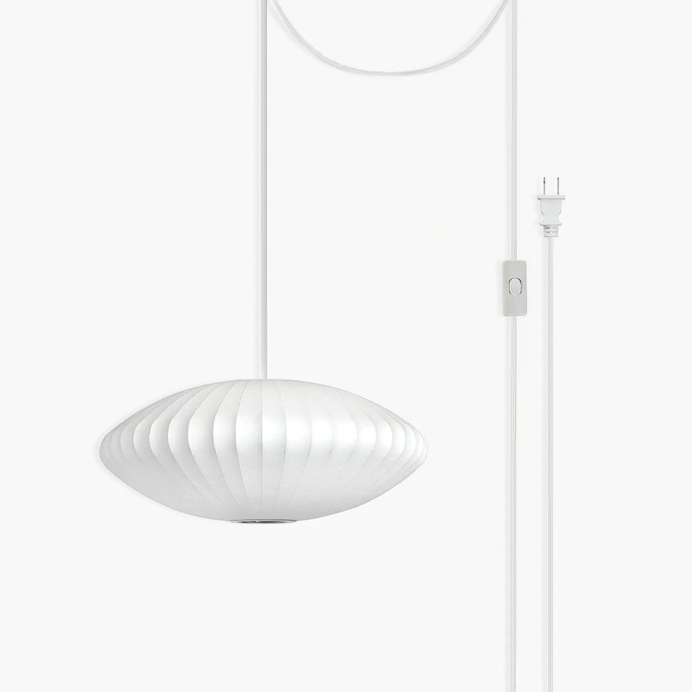 Modern White Bubble Swag Pendant Light Geometric Plug In Hanging Lamp for Indoor Decor