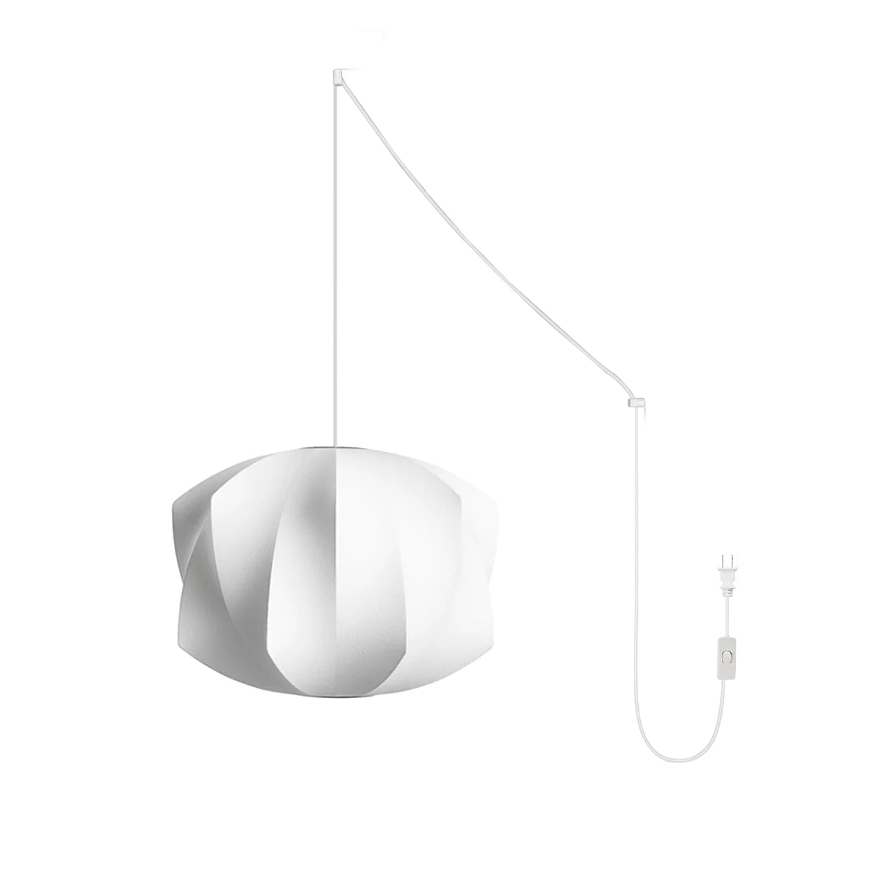 Modern White Bubble Swag Pendant Light Geometric Plug In Hanging Lamp for Indoor Decor