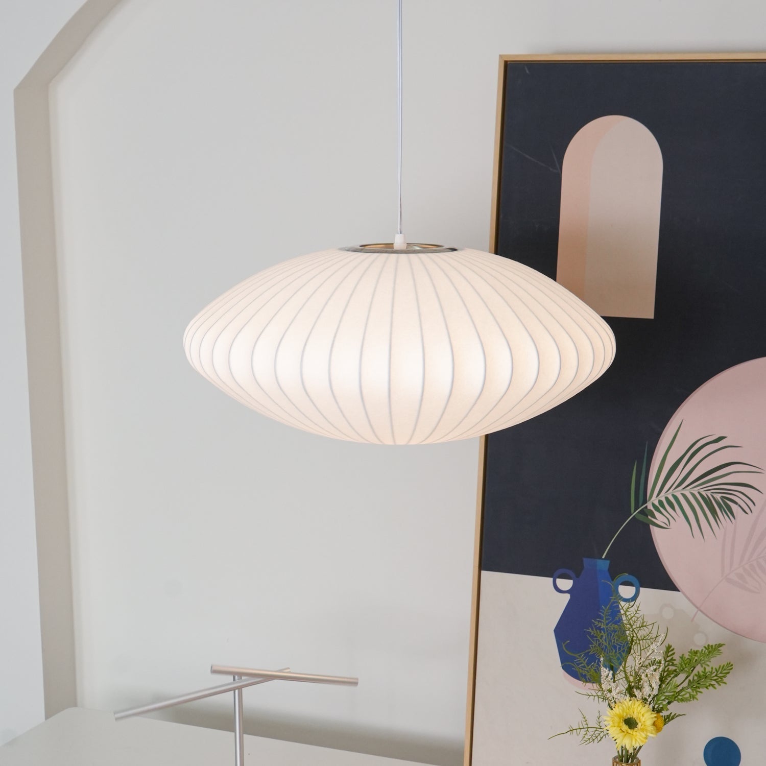 Modern White Bubble Swag Pendant Light Geometric Plug In Hanging Lamp for Indoor Decor
