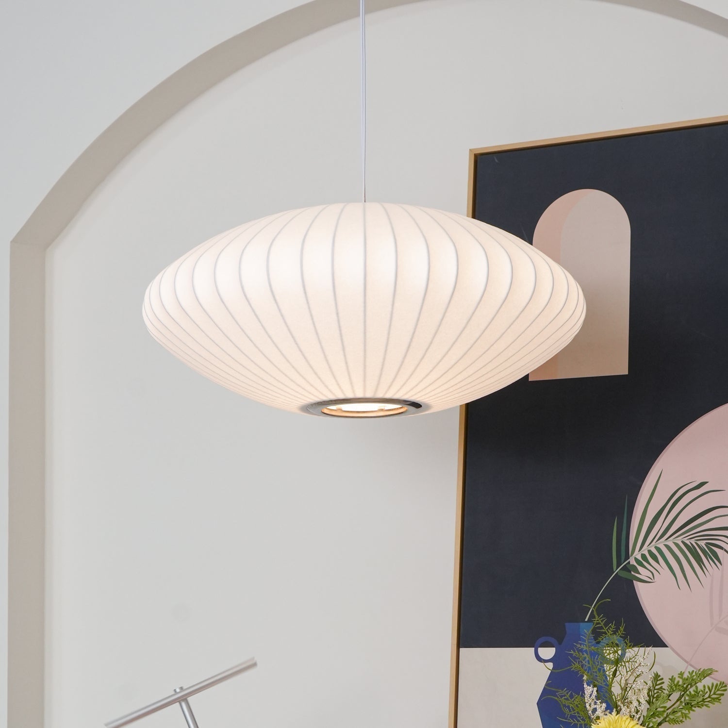 Modern White Bubble Swag Pendant Light Geometric Plug In Hanging Lamp for Indoor Decor