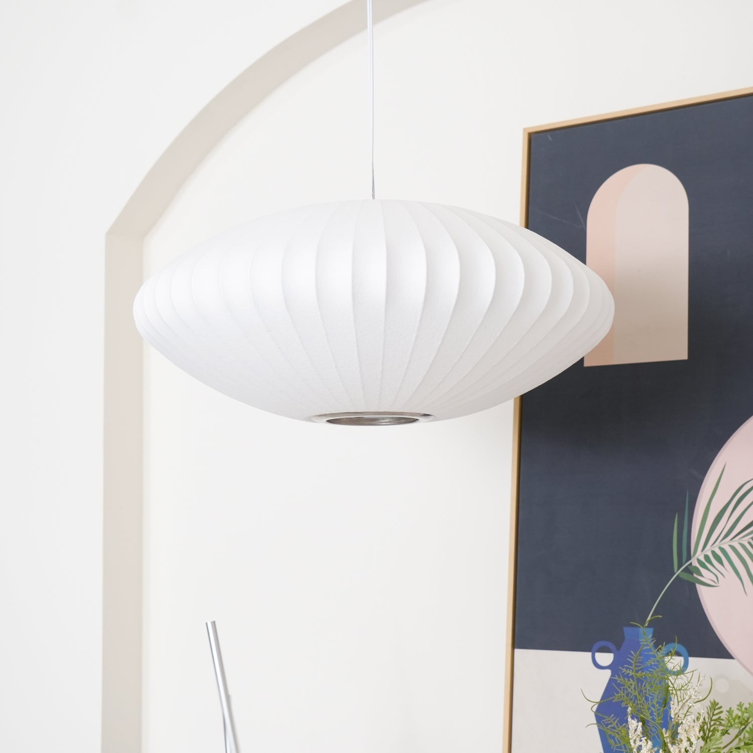 Modern White Bubble Swag Pendant Light Geometric Plug In Hanging Lamp for Indoor Decor