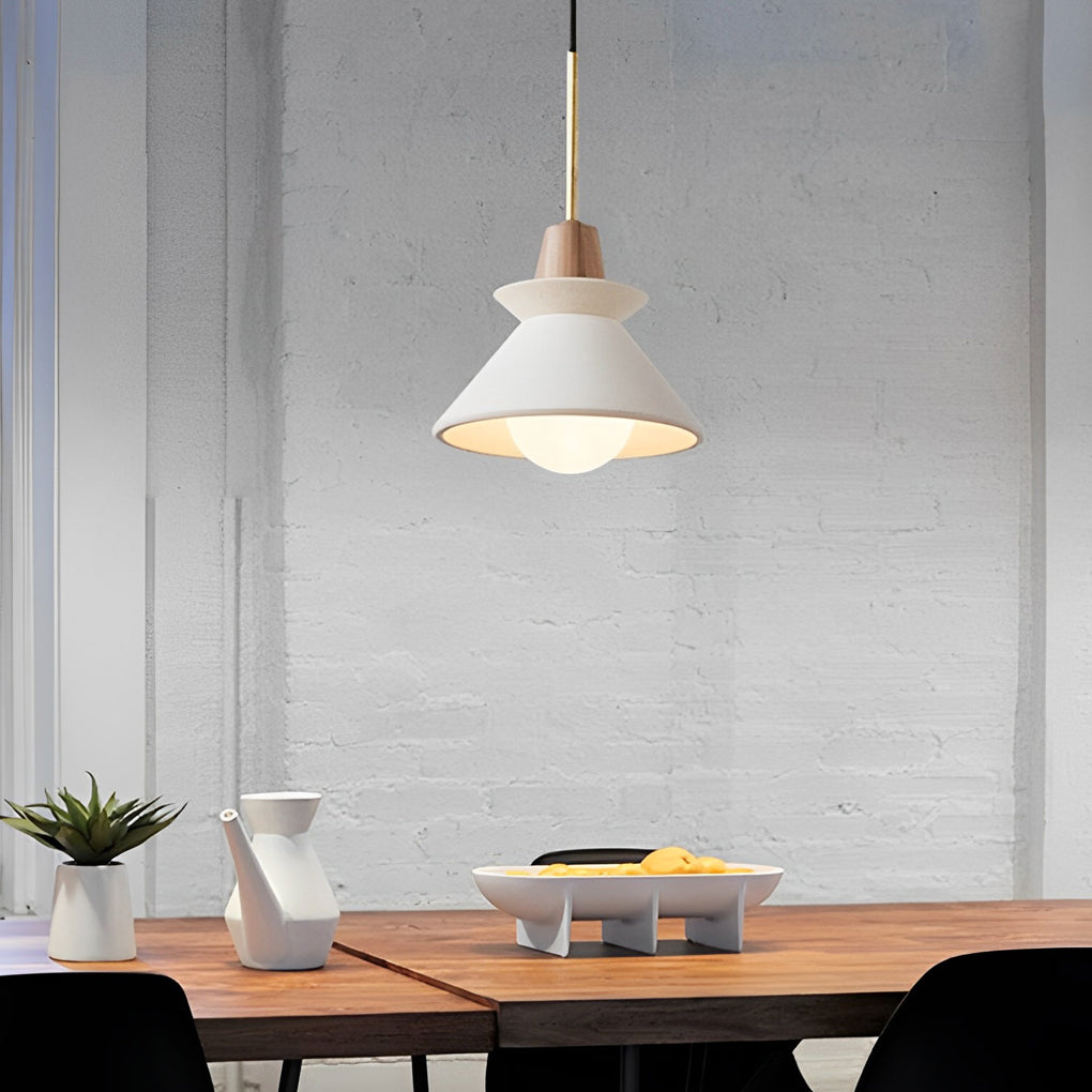 Modern White Cement Pendant Light Nordic Industrial Kitchen Island Hanging Lamp for Dining Room