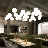 Modern White Cloud Shaped Glass Pendant Light Round LED Chandelier for Dining Room Bedroom