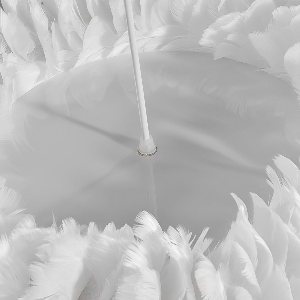 Modern White Feather Pendant Light Creative Minimalist Chandelier for Bedroom and Living Room