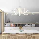 Modern White Flower Petal LED Chandelier Nordic Stepless Dimming Flush Mount Ceiling Light