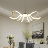 Modern White Flower Petal LED Chandelier Nordic Stepless Dimming Flush Mount Ceiling Light