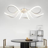 Modern White Flower Petal LED Chandelier Nordic Stepless Dimming Flush Mount Ceiling Light