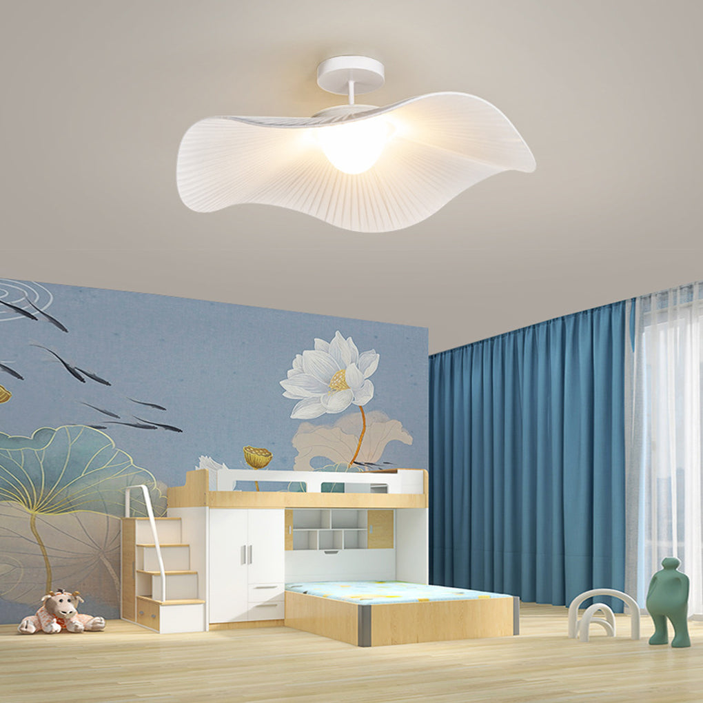 Modern White Flower Pleated Fabric Ceiling Light with Three Step Dimming Control