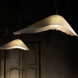 Modern White FRP Pendant Light with Glass Fiber Diffuser Elegant Floating Suspension Lamp for Living Room