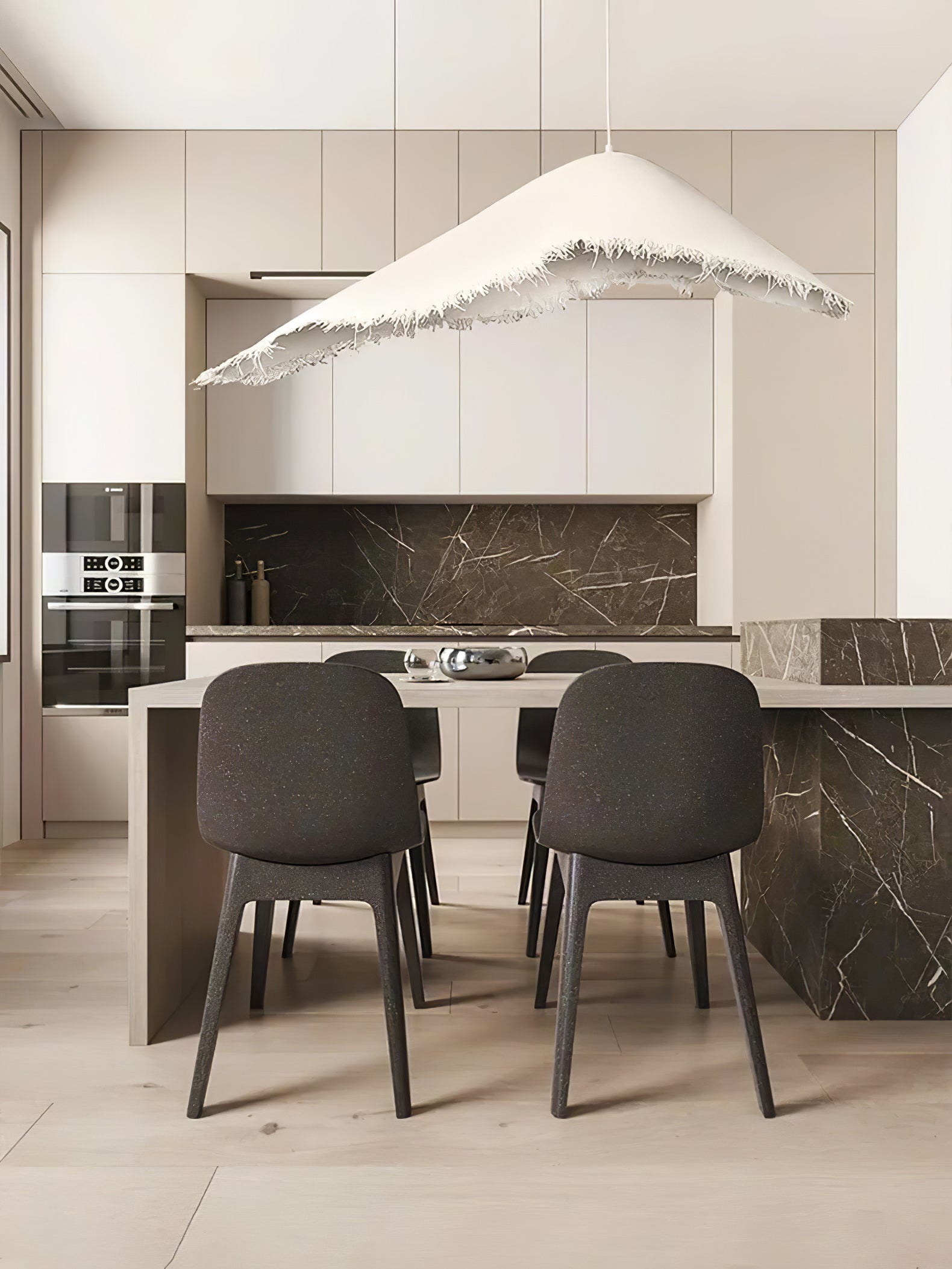 Modern White FRP Pendant Light with Glass Fiber Diffuser Elegant Floating Suspension Lamp for Living Room