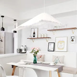 Modern White FRP Pendant Light with Glass Fiber Diffuser Elegant Floating Suspension Lamp for Living Room