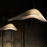 Modern White FRP Pendant Light with Glass Fiber Diffuser Elegant Floating Suspension Lamp for Living Room