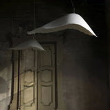 Modern White FRP Pendant Light with Glass Fiber Diffuser Elegant Floating Suspension Lamp for Living Room