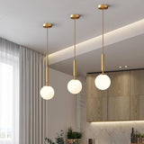 Modern White Glass Globe Pendant Light Nordic Minimalist Hanging Lamp for Kitchen Island
