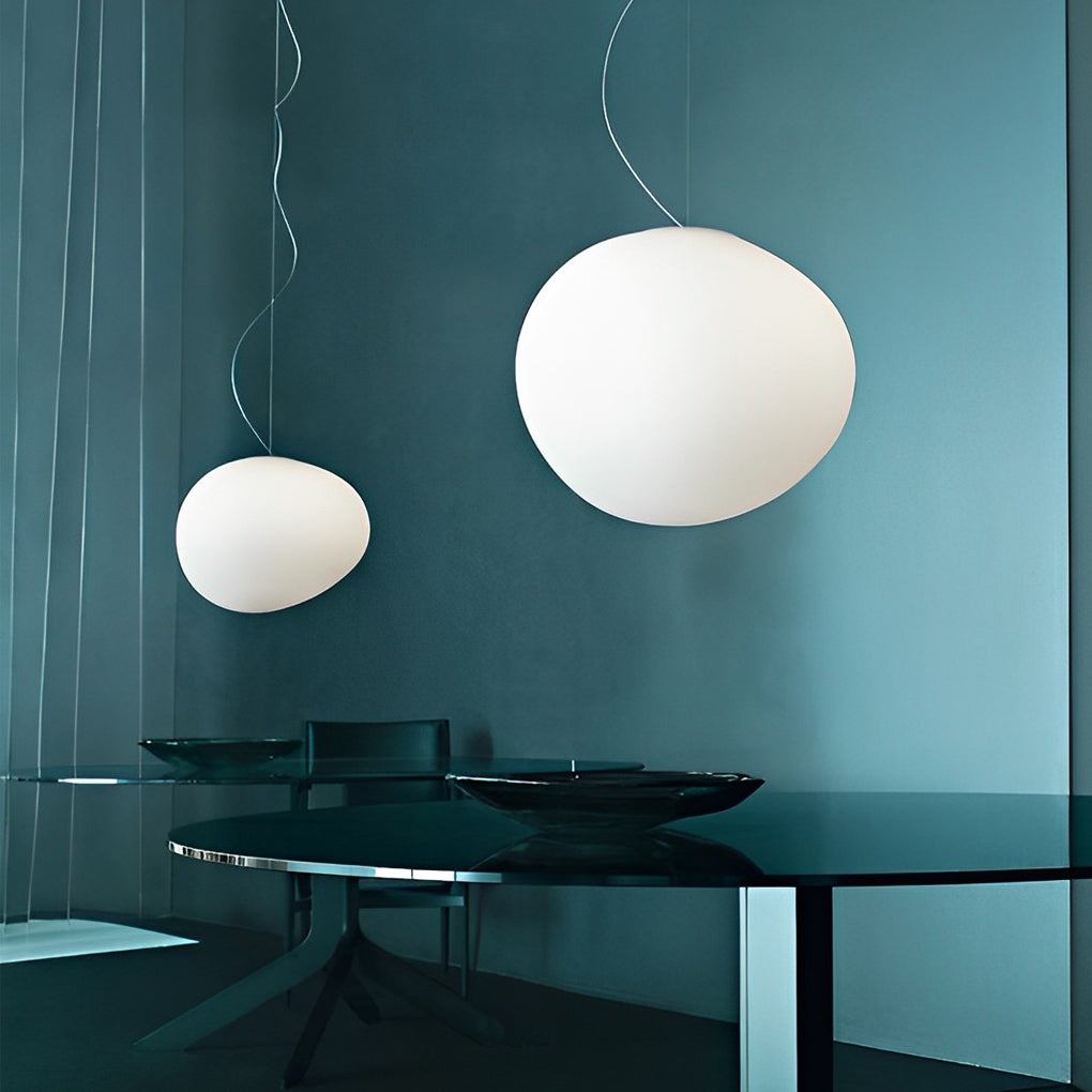 Modern White Glass Sphere LED Pendant Light Round Orb Hanging Ceiling Lamp