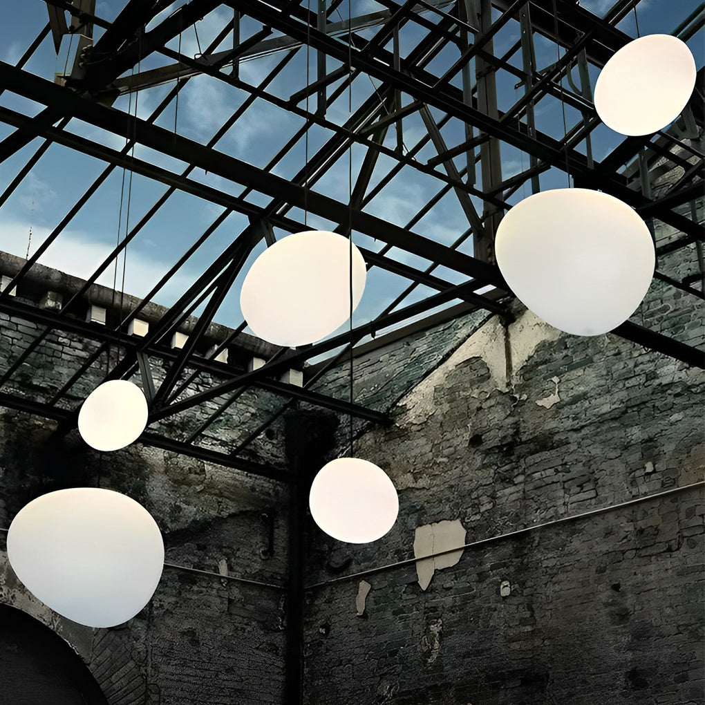 Modern White Glass Sphere LED Pendant Light Round Orb Hanging Ceiling Lamp