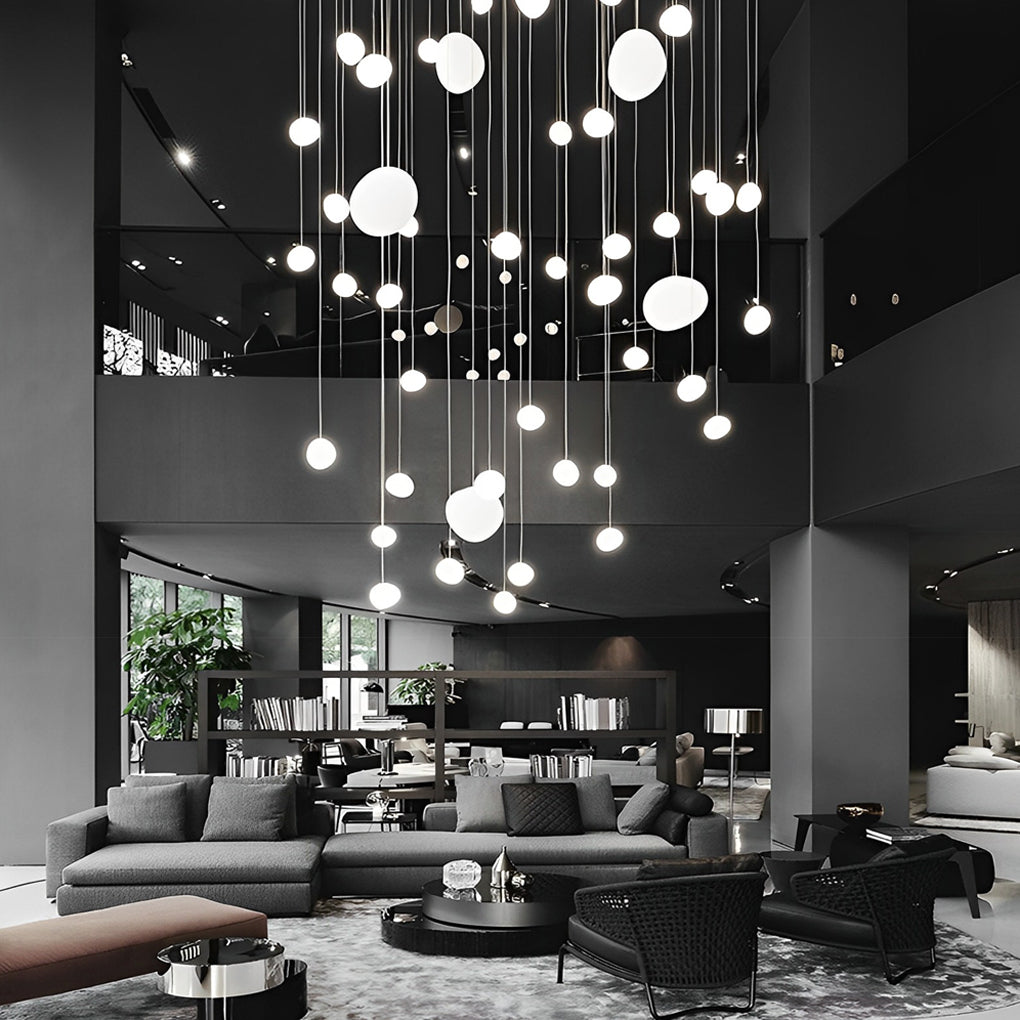 Modern White Glass Sphere LED Pendant Light Round Orb Hanging Ceiling Lamp