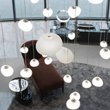 Modern White Glass Sphere LED Pendant Light Round Orb Hanging Ceiling Lamp