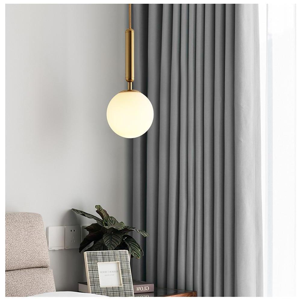 Modern White Globe Glass Ball Pendant Light for Kitchen Island and Bedroom in Gold and Black Finish