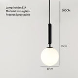Modern White Globe Glass Ball Pendant Light for Kitchen Island and Bedroom in Gold and Black Finish