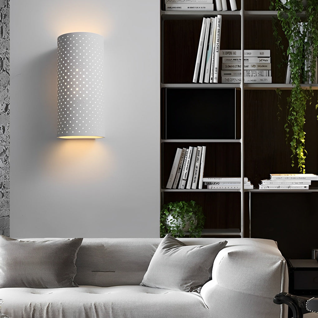 Modern White Gypsum LED Wall Sconce Waterproof Cylindrical Indoor Outdoor Plaster Lamp