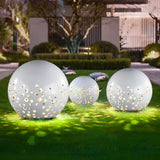 Modern White Hollow Sphere Outdoor Garden Light Waterproof Metal Round Lawn Lantern