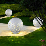 Modern White Hollow Sphere Outdoor Garden Light Waterproof Metal Round Lawn Lantern
