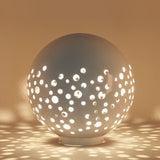 Modern White Hollow Sphere Outdoor Garden Light Waterproof Metal Round Lawn Lantern