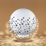 Modern White Hollow Sphere Outdoor Garden Light Waterproof Metal Round Lawn Lantern