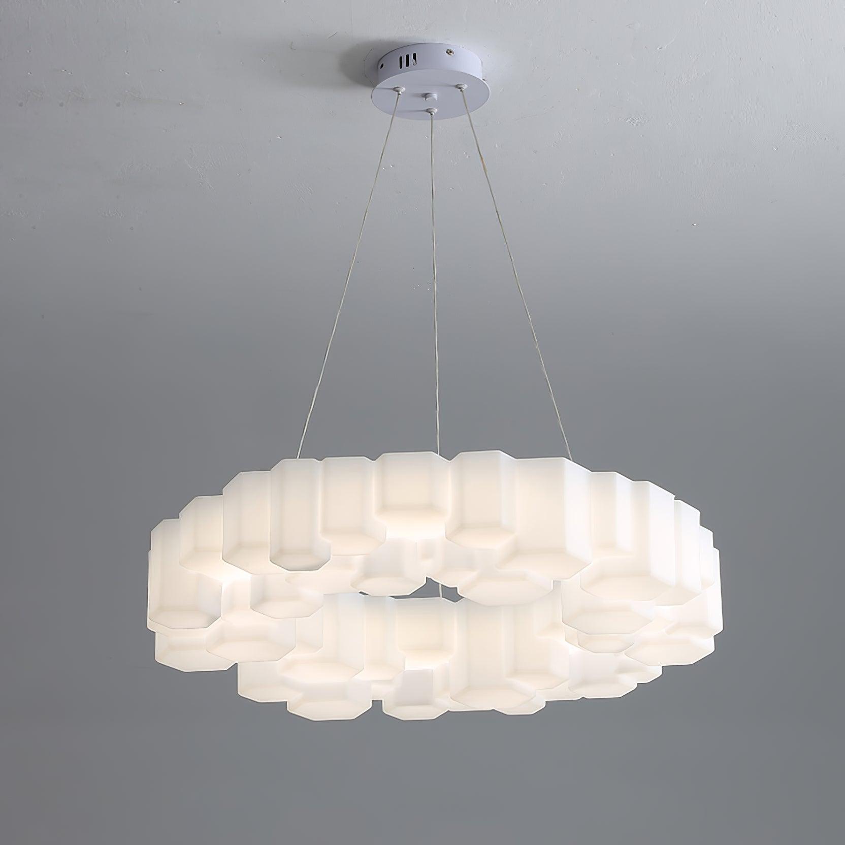 Modern White Honeycomb Geometric LED Ceiling Fixture for Contemporary Living Spaces