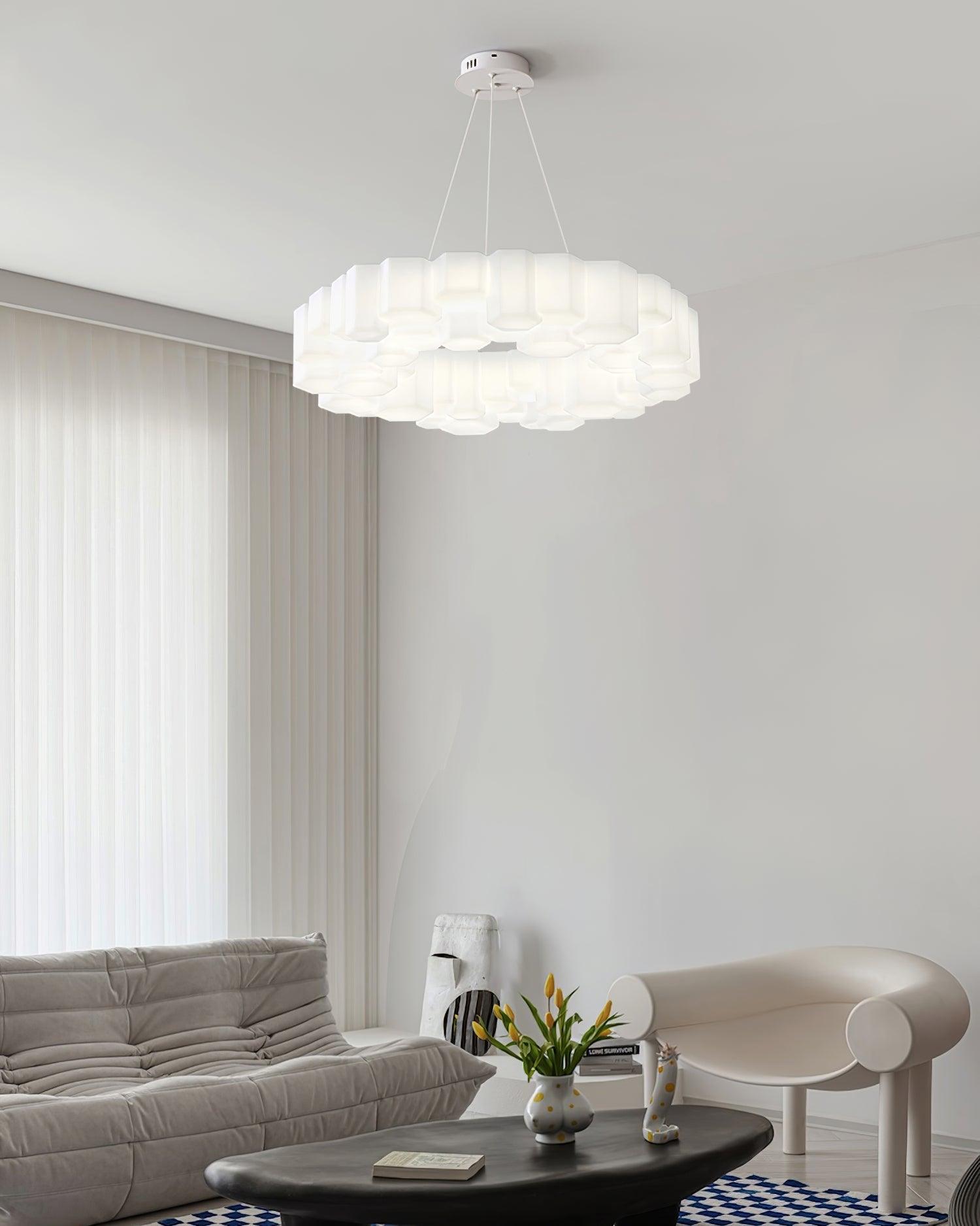 Modern White Honeycomb Geometric LED Ceiling Fixture for Contemporary Living Spaces