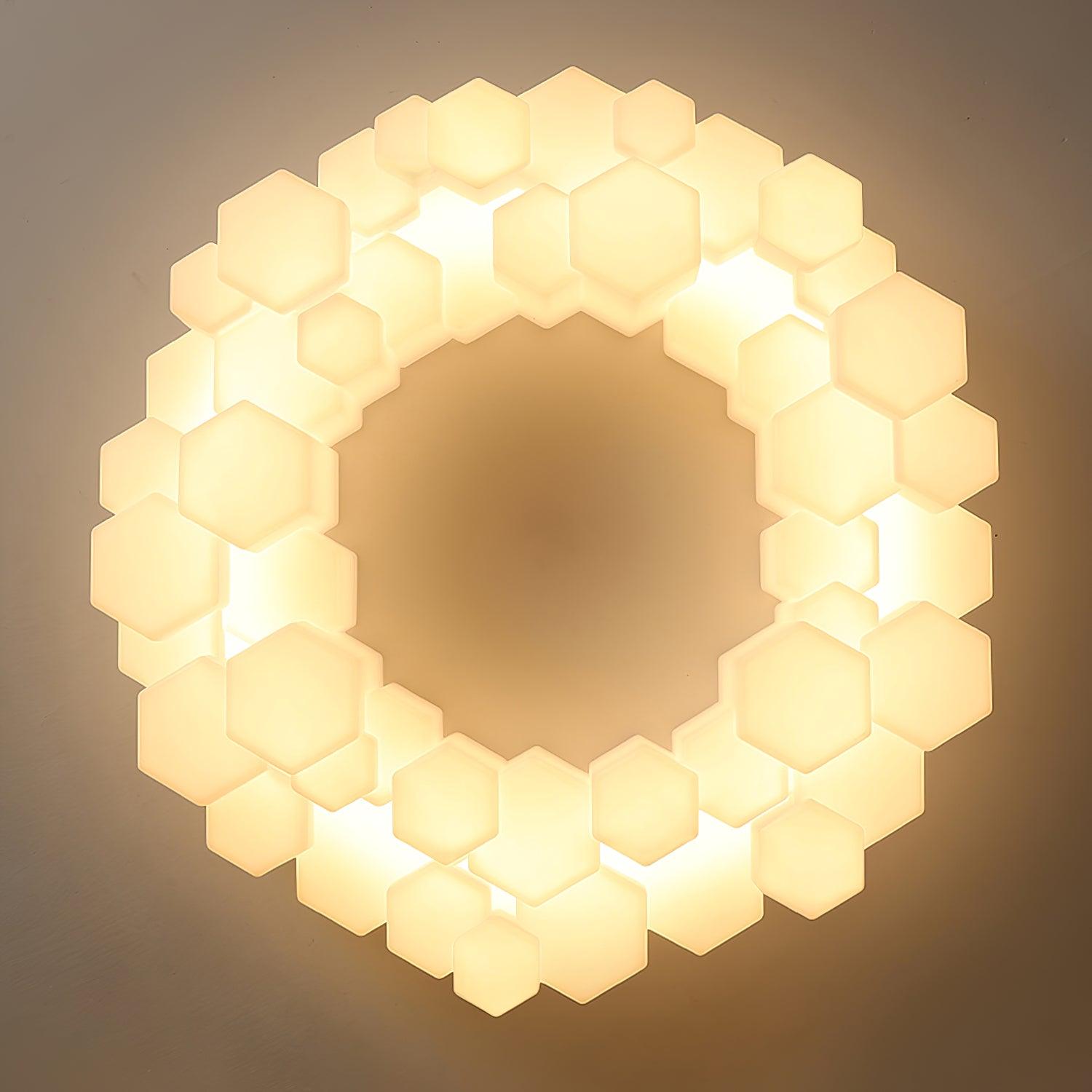 Modern White Honeycomb Geometric LED Ceiling Fixture for Contemporary Living Spaces
